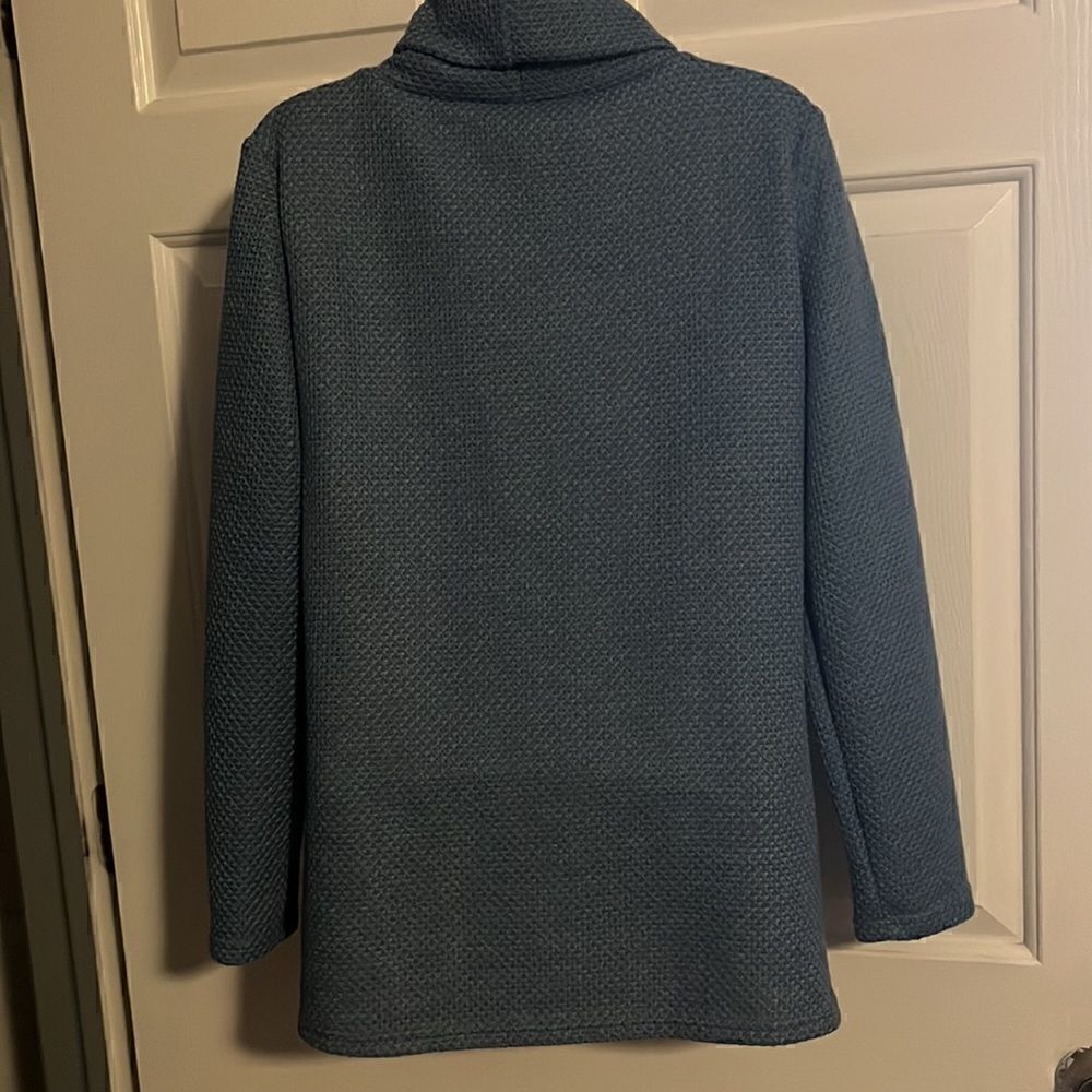 High Neck Asymmetric Button Pullover Sweater - Picture 4 of 4